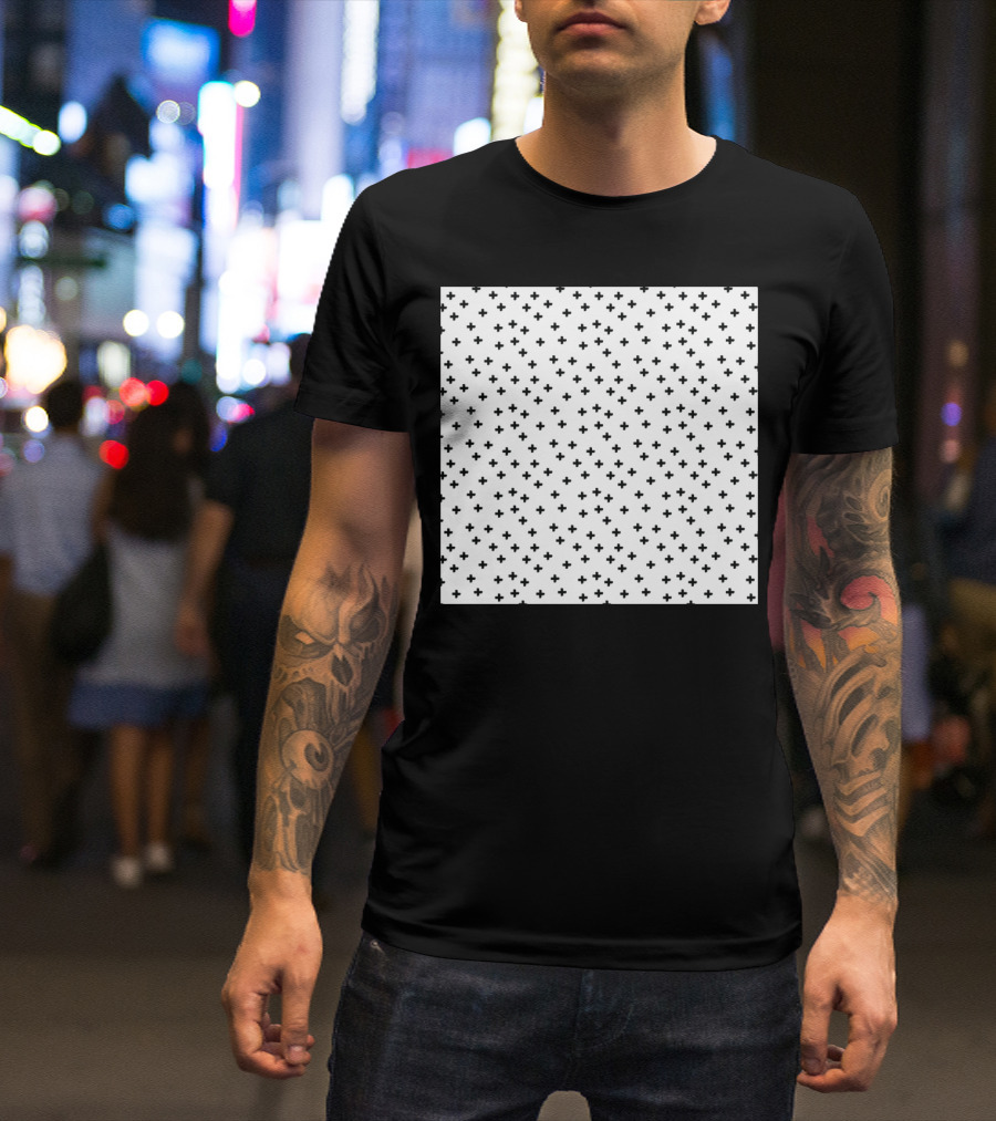 White Background Black Hand Drawn Pluses T-Shirt