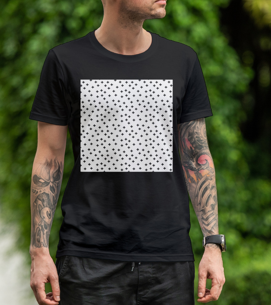 White Background Black Hand Drawn Pluses T-Shirt