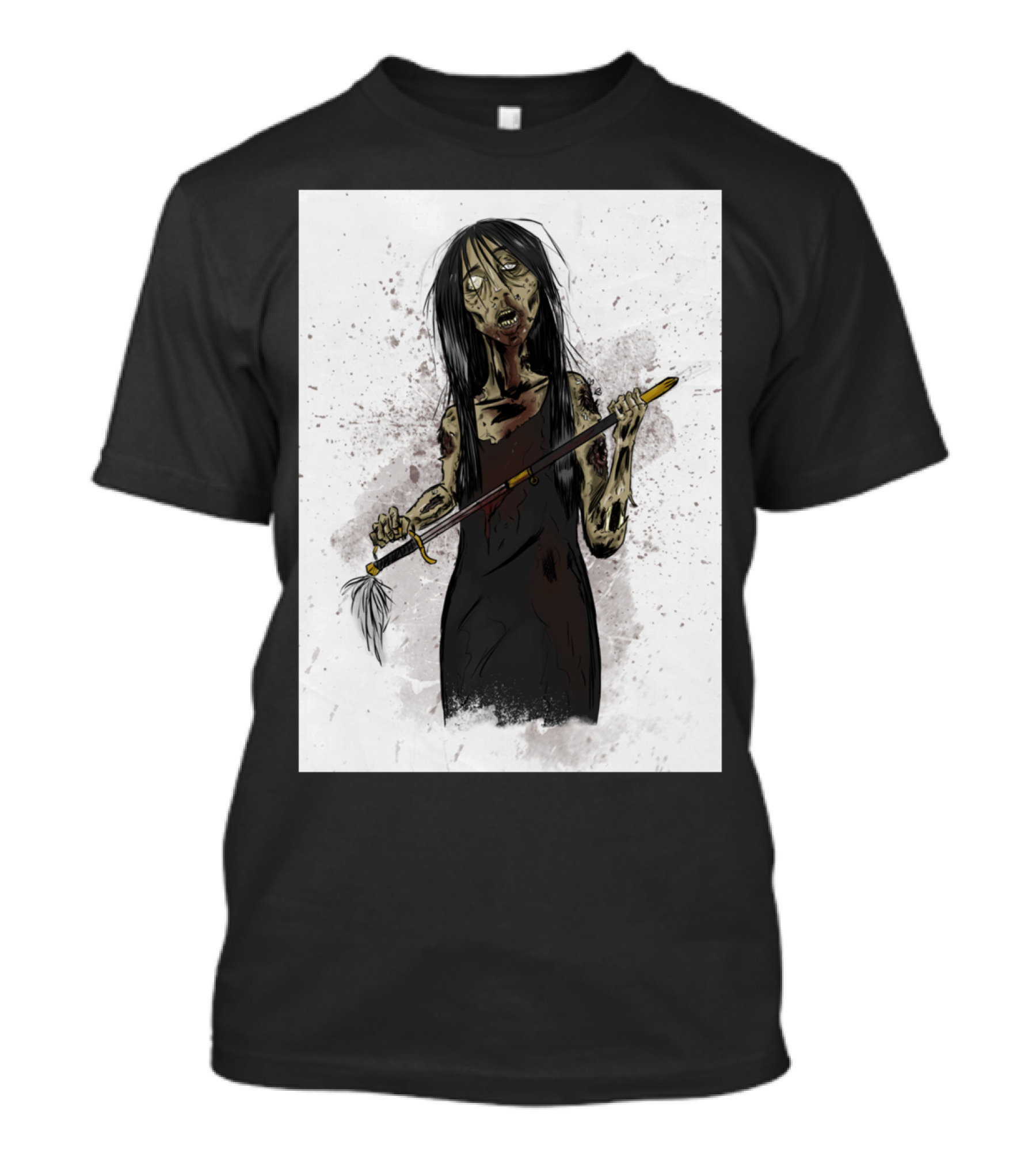 Zombie Horror With Creepy Figure Holding Weapon T-Shirt