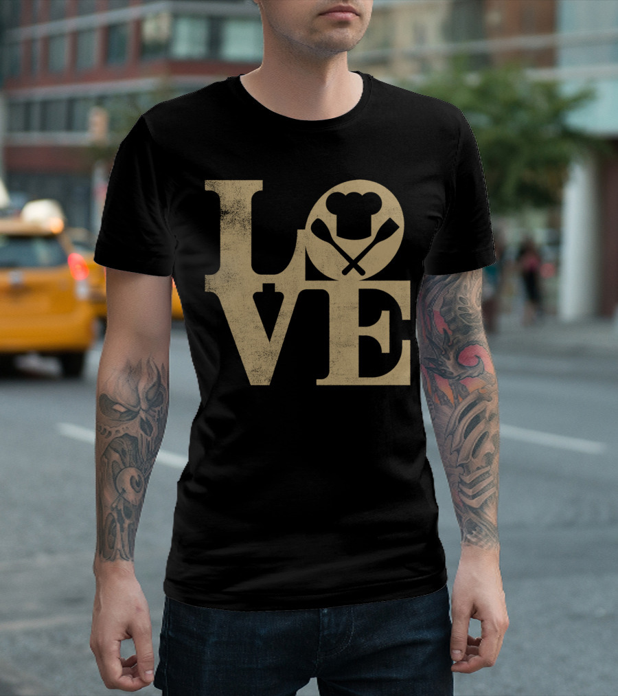 LOVE Baking Chef Hat and Utensils T-Shirt