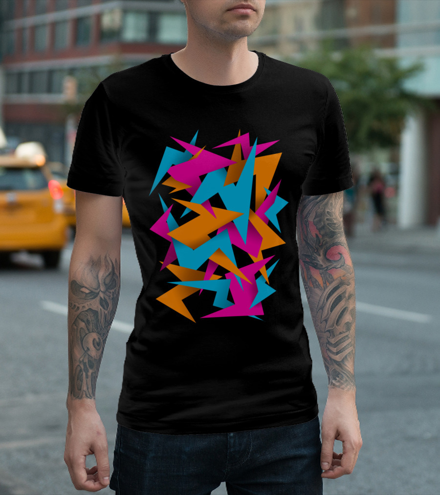 '80s Overload Neon Geometric Shapes Abstract T-Shirt
