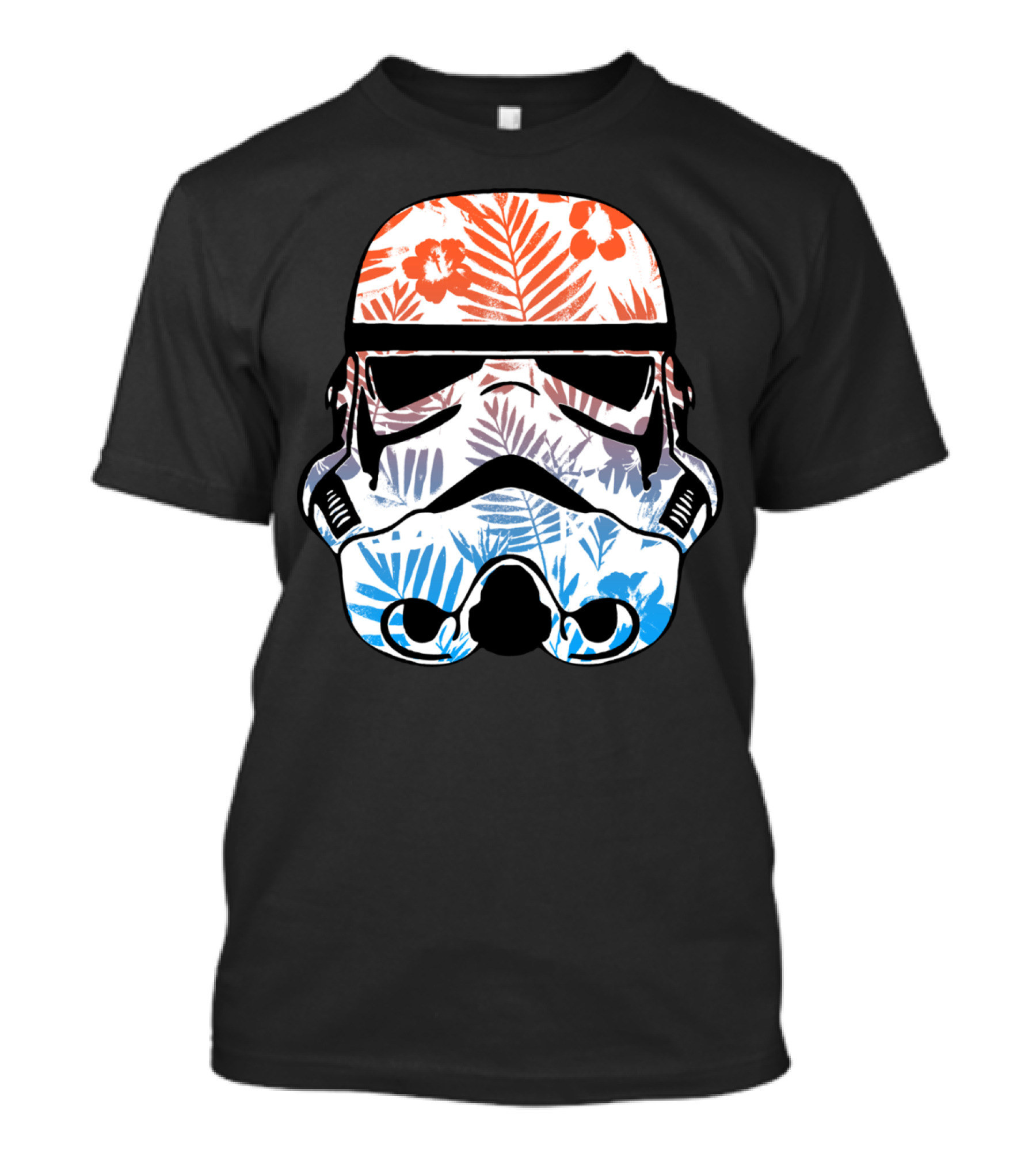 Tropical Stormtrooper Helmet Hawaiian Floral T-Shirt