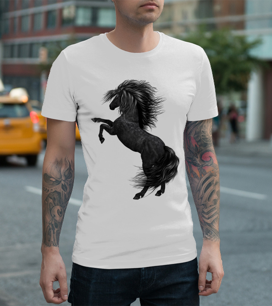 Rearing Black Horse Dynamic Movement Sth T-Shirt