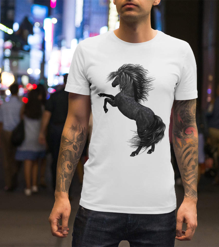 Rearing Black Horse Dynamic Movement Sth T-Shirt