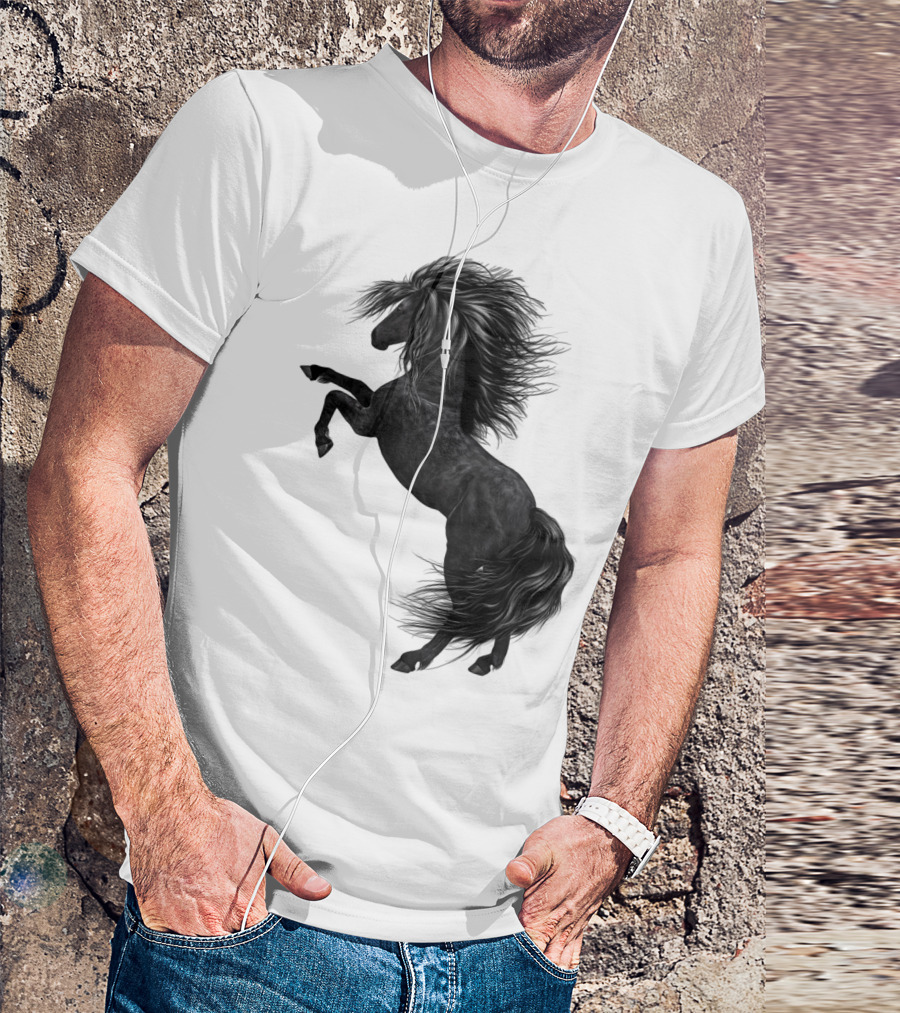 Rearing Black Horse Dynamic Movement Sth T-Shirt