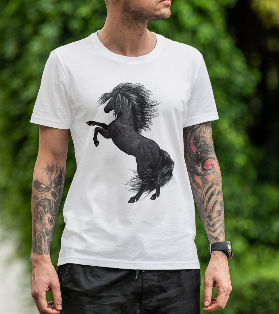 Rearing Black Horse Dynamic Movement Sth T-Shirt
