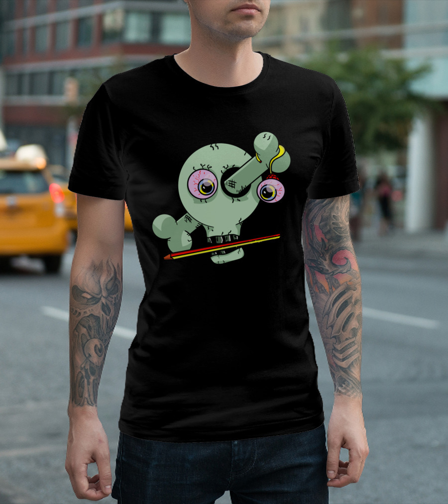 Stressed Teacher Zombie Pencil Eyes T-Shirt