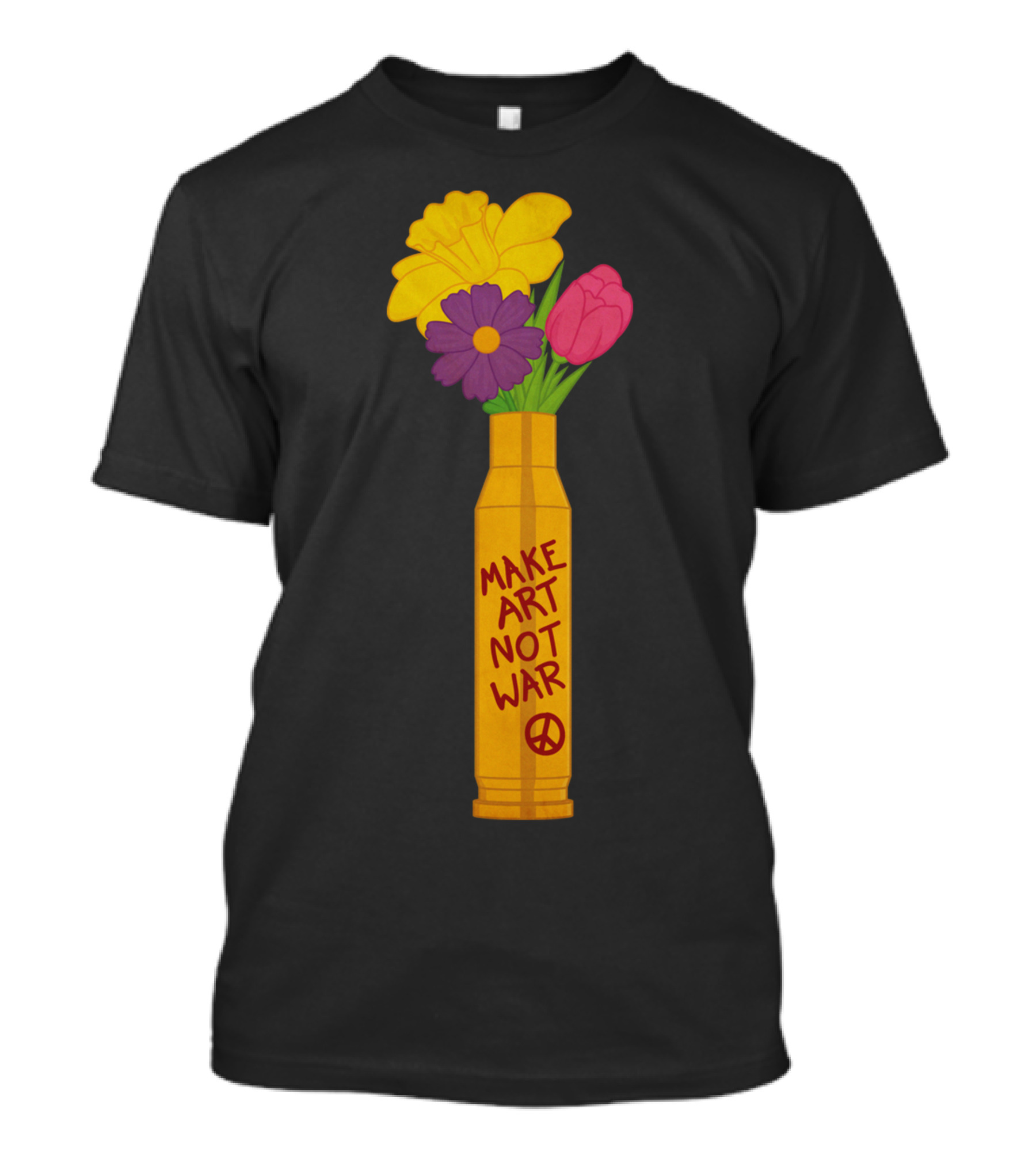 Make Art Not War Bullet Shell Vase Peace Flowers T-Shirt