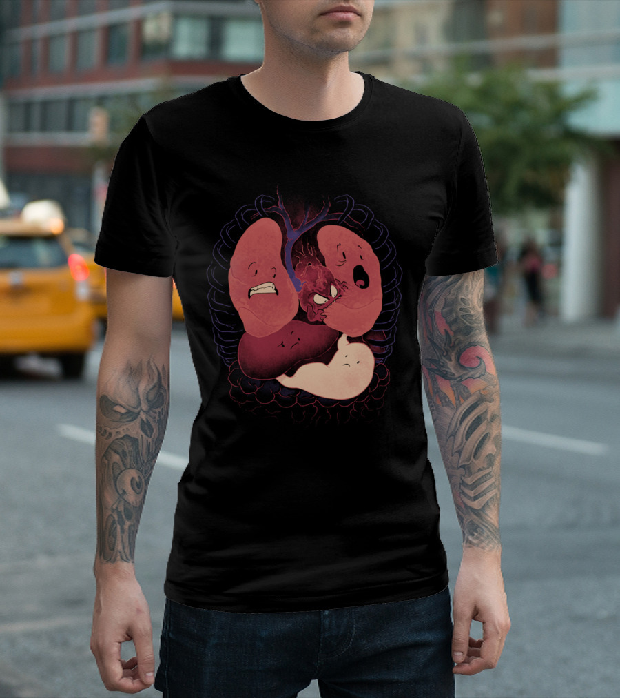 Heart Attack Cardiovascular Humor Featuring Heart And Lungs T-Shirt