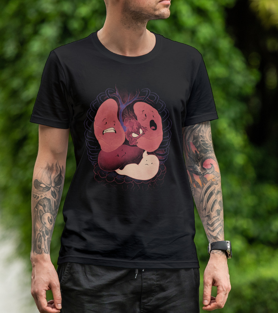 Heart Attack Cardiovascular Humor Featuring Heart And Lungs T-Shirt