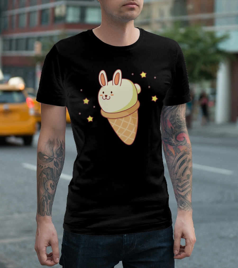 Bunny Ice Cream Cone Surrounded by Stars T-Shirt