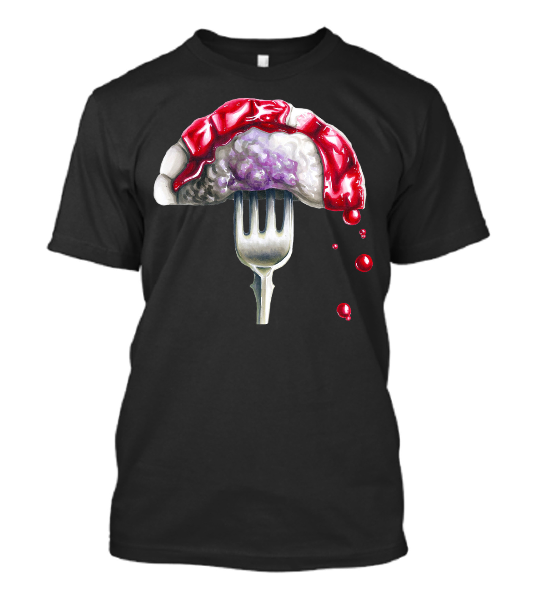 Brain Ravioli On Fork With Red Sauce Dripping T-Shirt