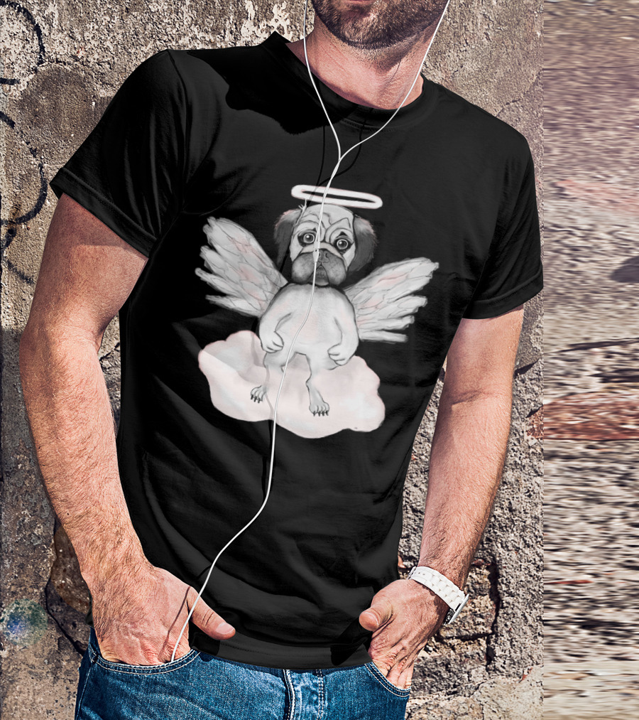 Engel Dog Winged Angelic Pug On Cloud T-Shirt