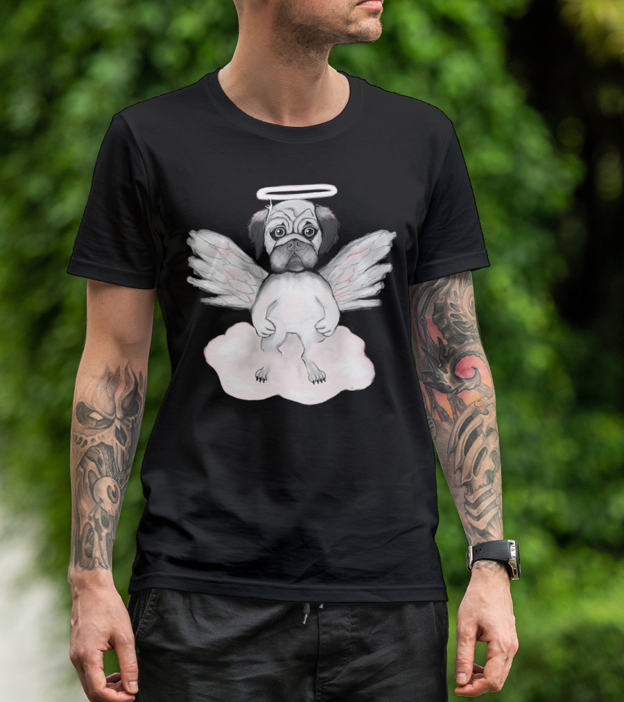 Engel Dog Winged Angelic Pug On Cloud T-Shirt