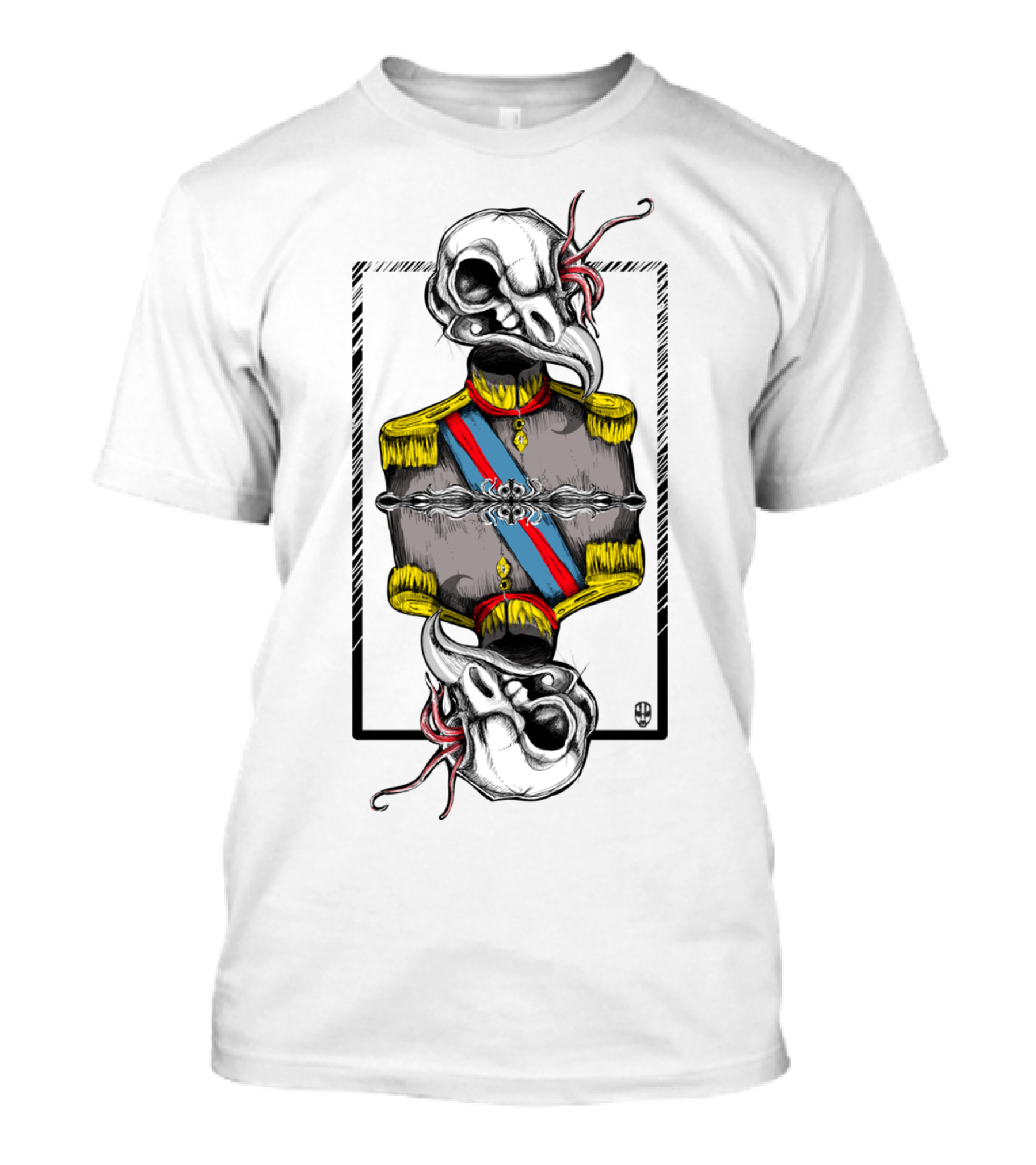 General Bird Skull Military Uniform Skull T-Shirt