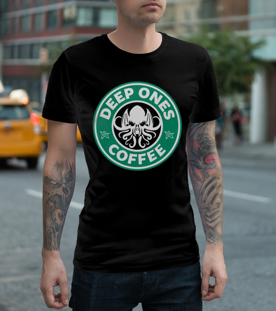 Deep Ones Coffee Cthulhu Parody Dark Roast Horror T-Shirt