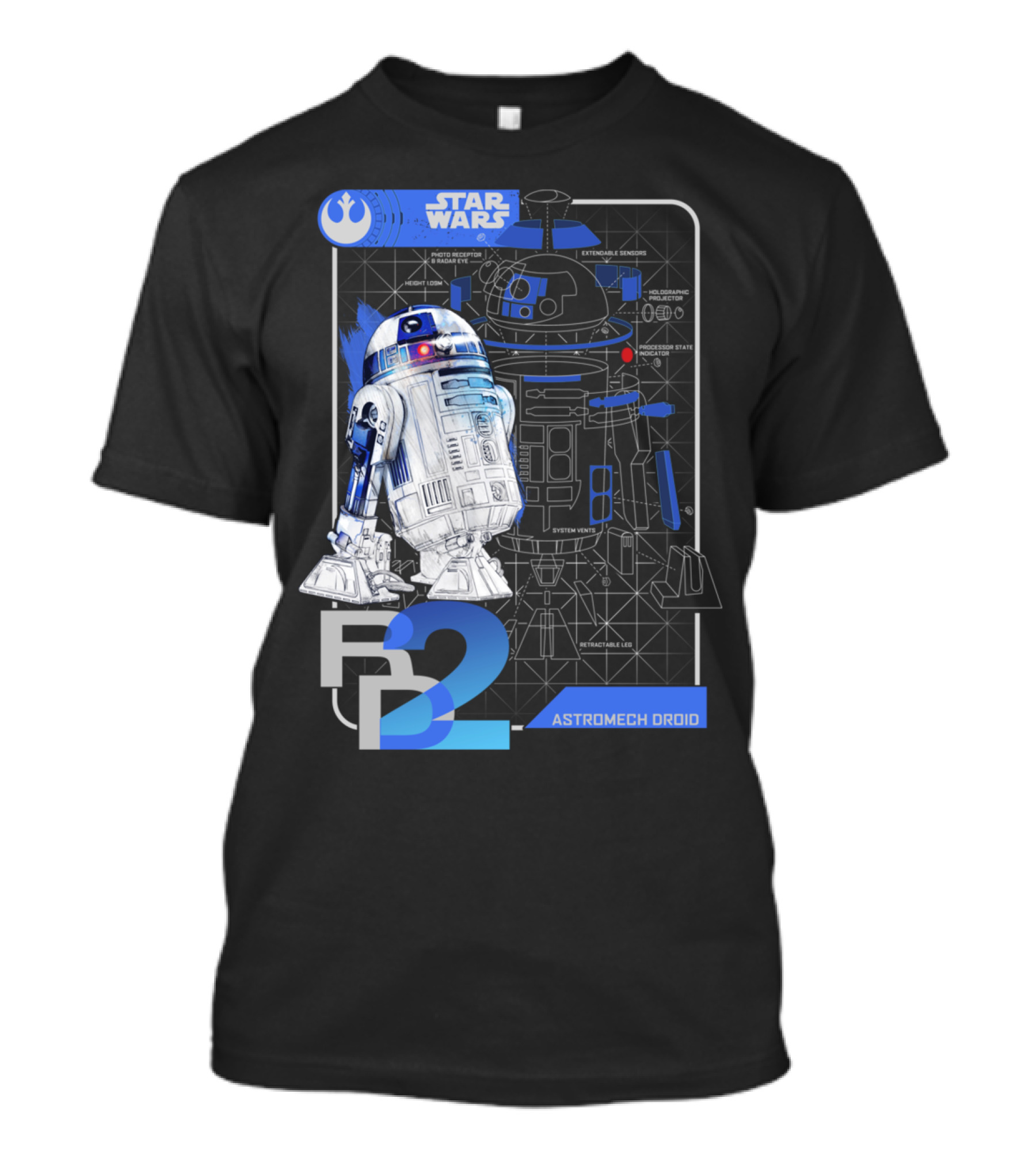 Star Wars R2 D2 Astromech Droid Blueprint T-Shirt