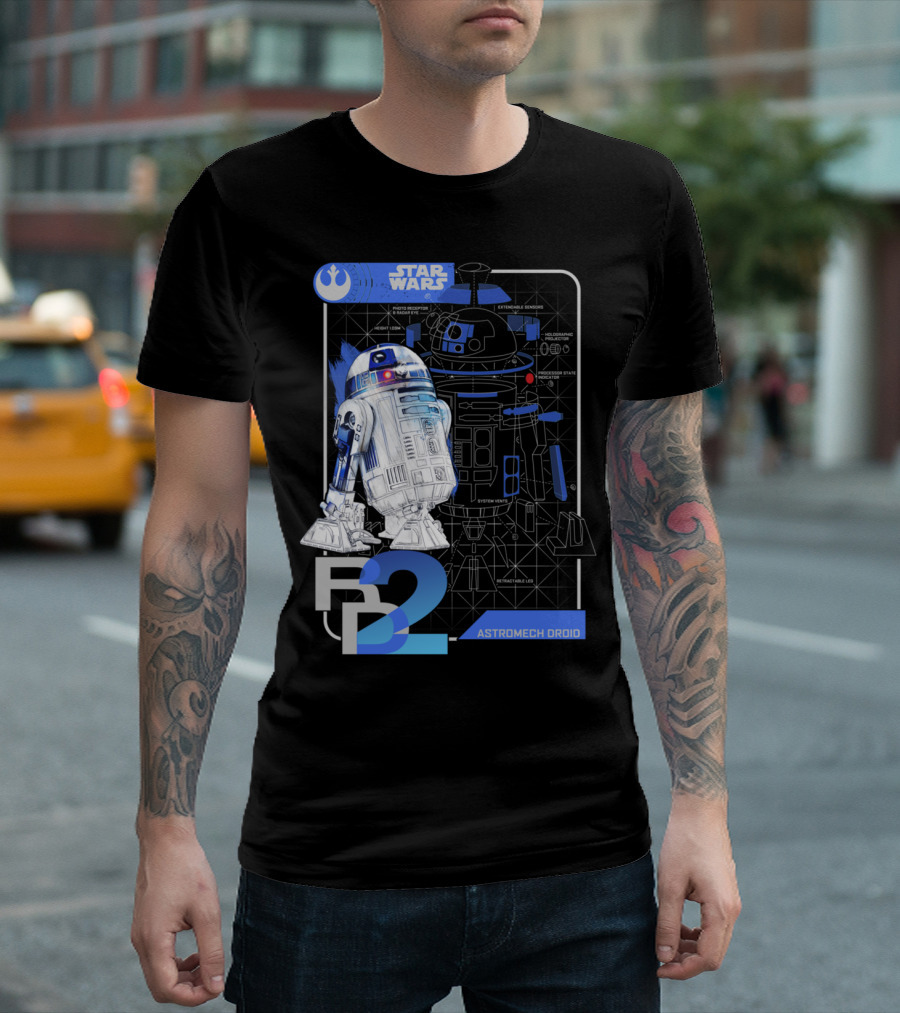 Star Wars R2 D2 Astromech Droid Blueprint T-Shirt