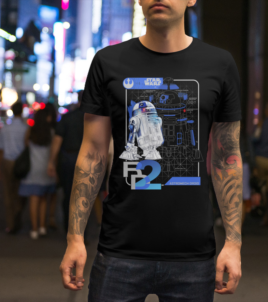 Star Wars R2 D2 Astromech Droid Blueprint T-Shirt