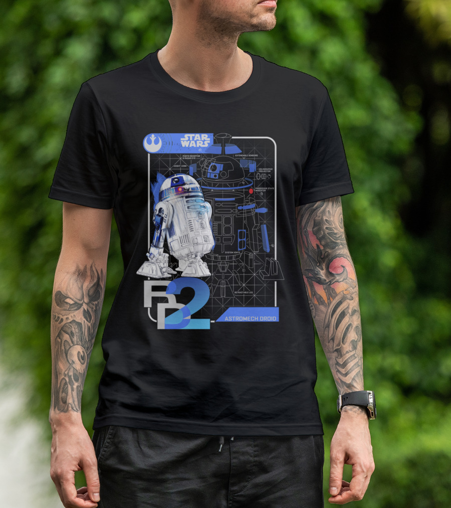Star Wars R2 D2 Astromech Droid Blueprint T-Shirt