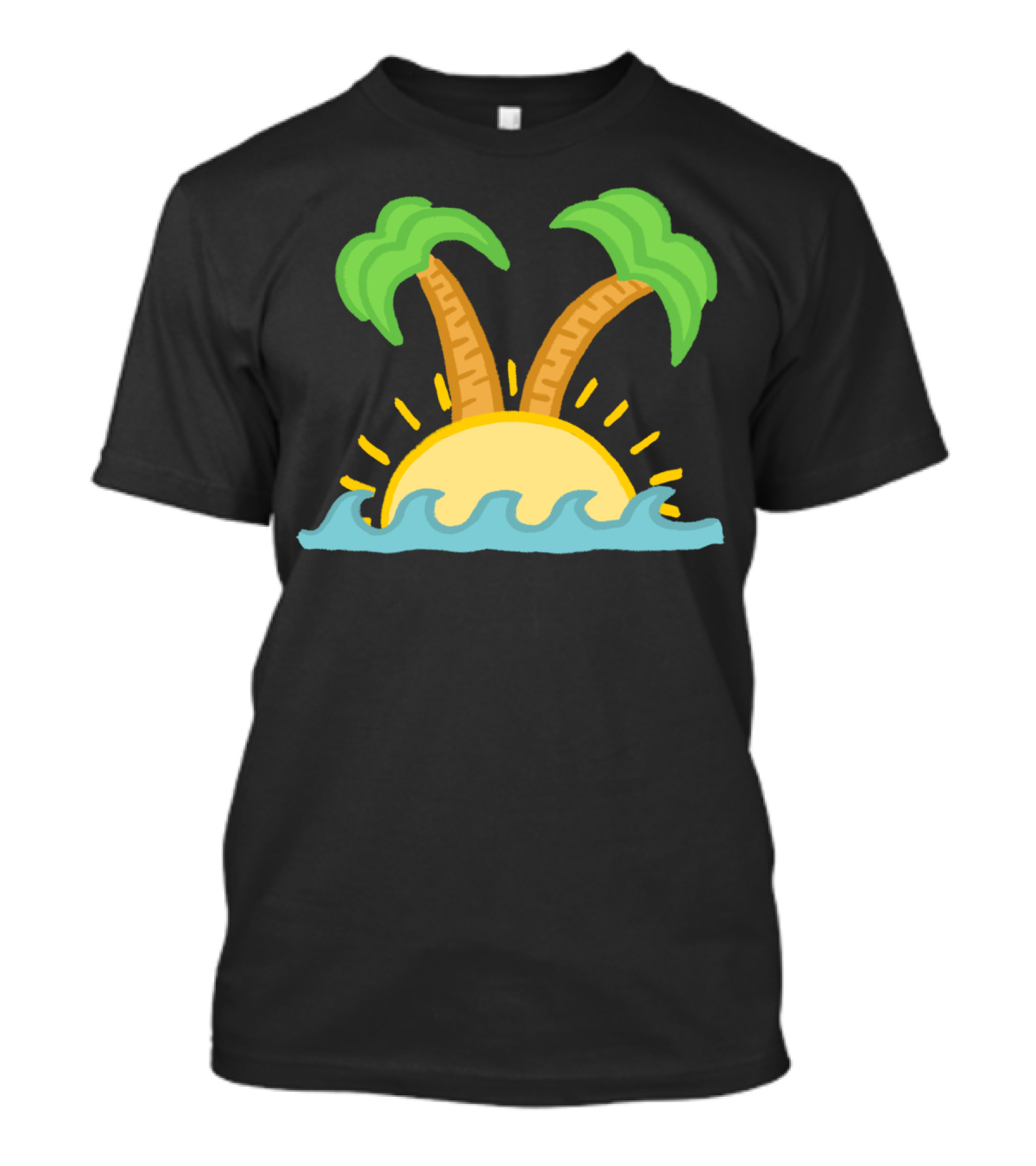 Island On The Sun Palm Trees Waves Sunburst T-Shirt