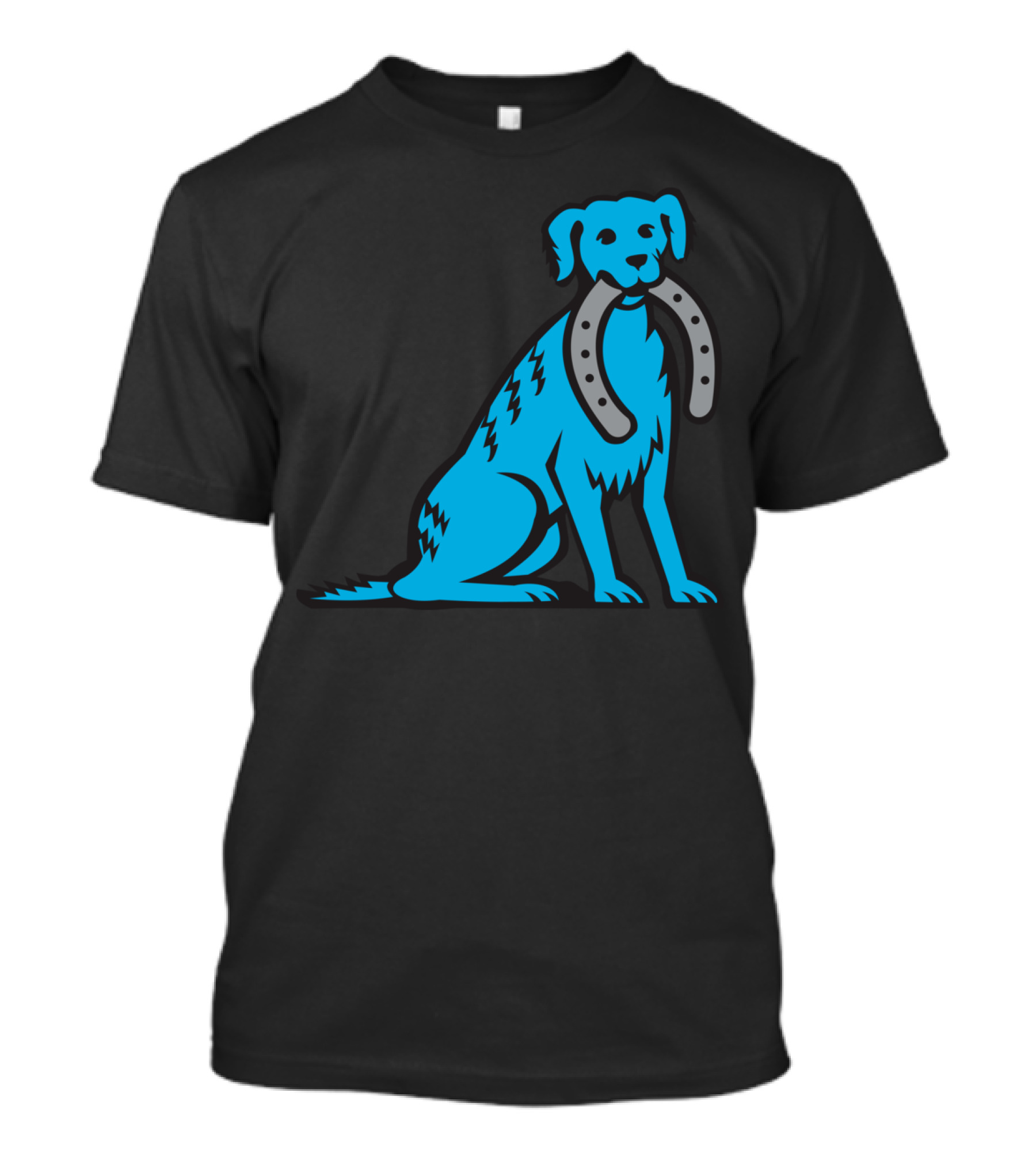 Blue Merle Dog Sitting Holding Horseshoe Image T-Shirt