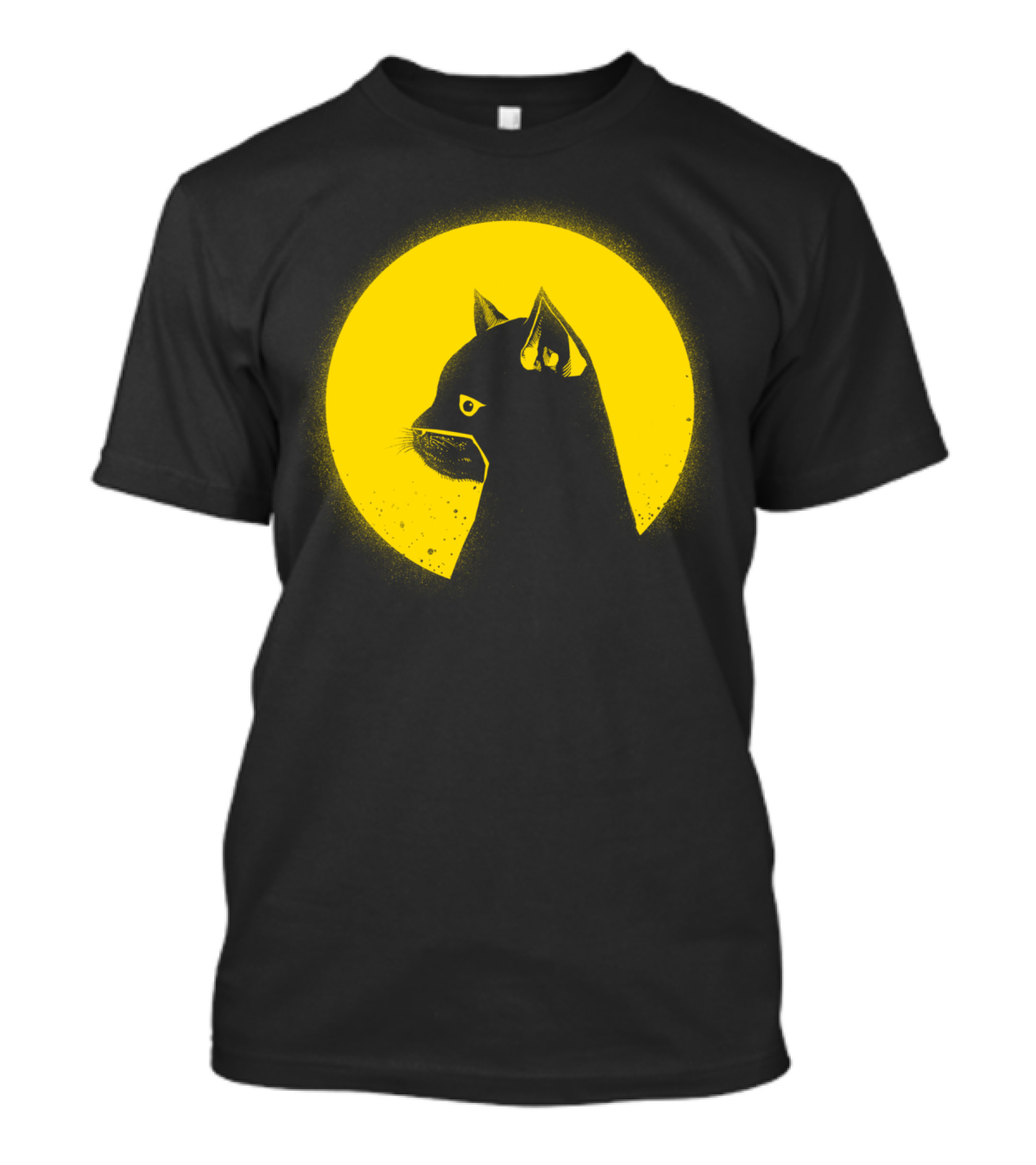Hero Cat Silhouette Against Yellow Moon T-Shirt