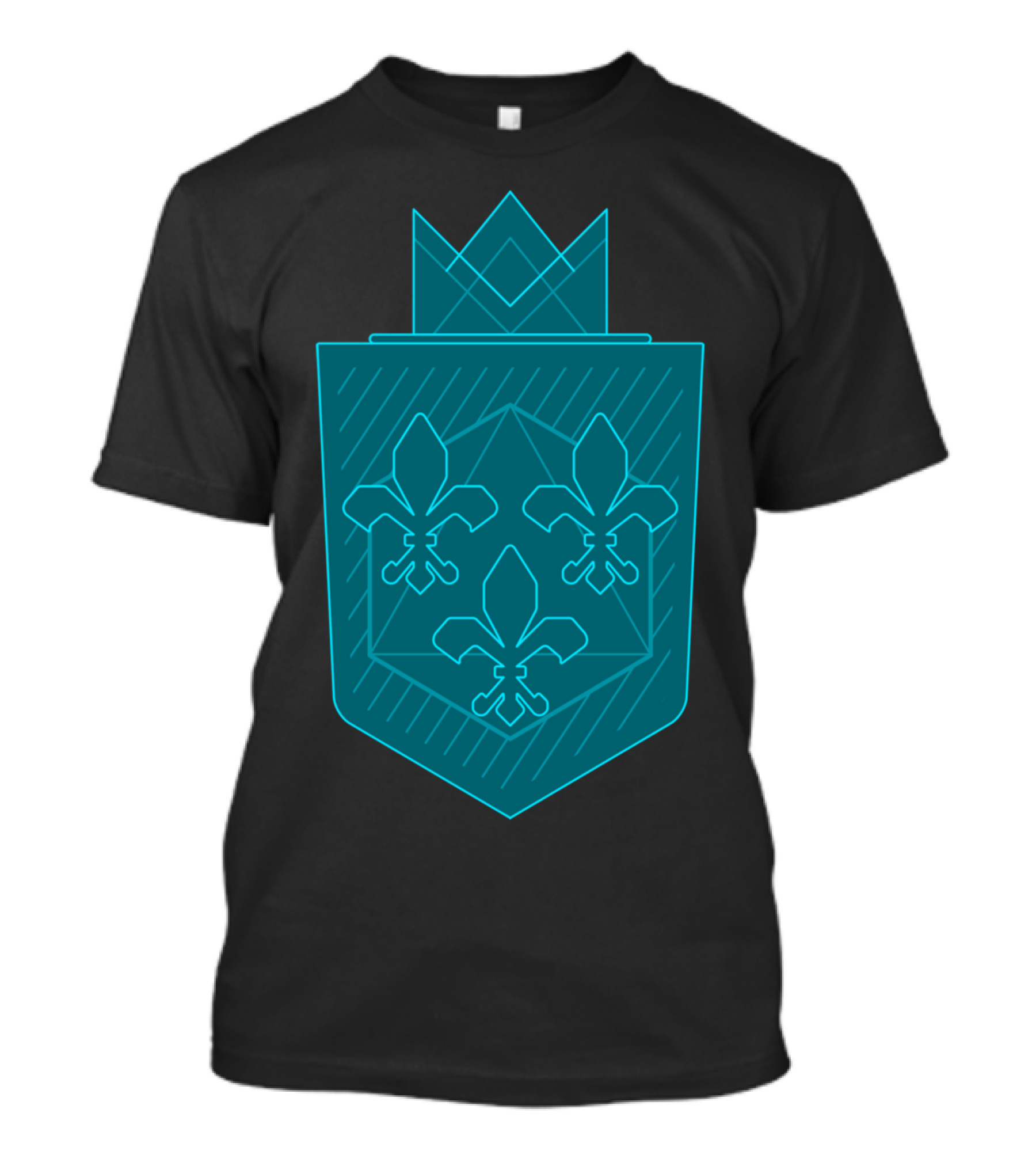 Fleur De Lis Geometric Crown Shield Coat Of Arms T-Shirt