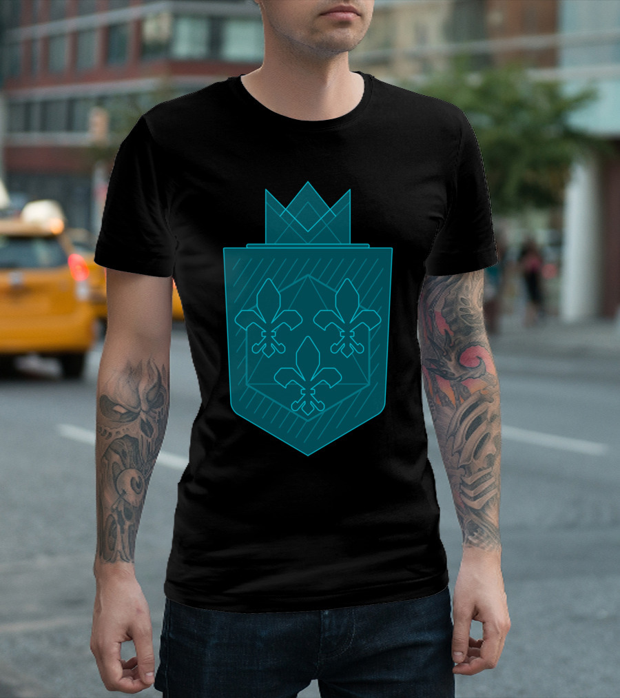 Fleur De Lis Geometric Crown Shield Coat Of Arms T-Shirt