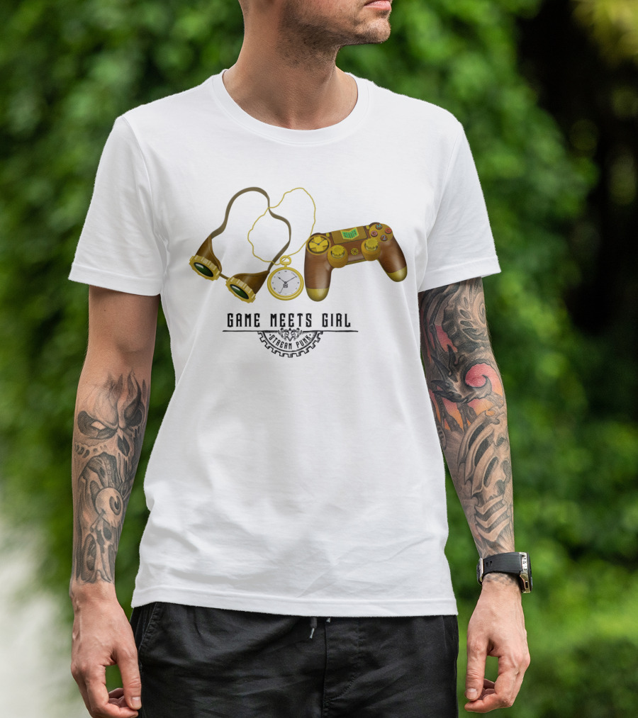 Game Meets Girl Steampunk Controller Clockwork Goggles T-Shirt