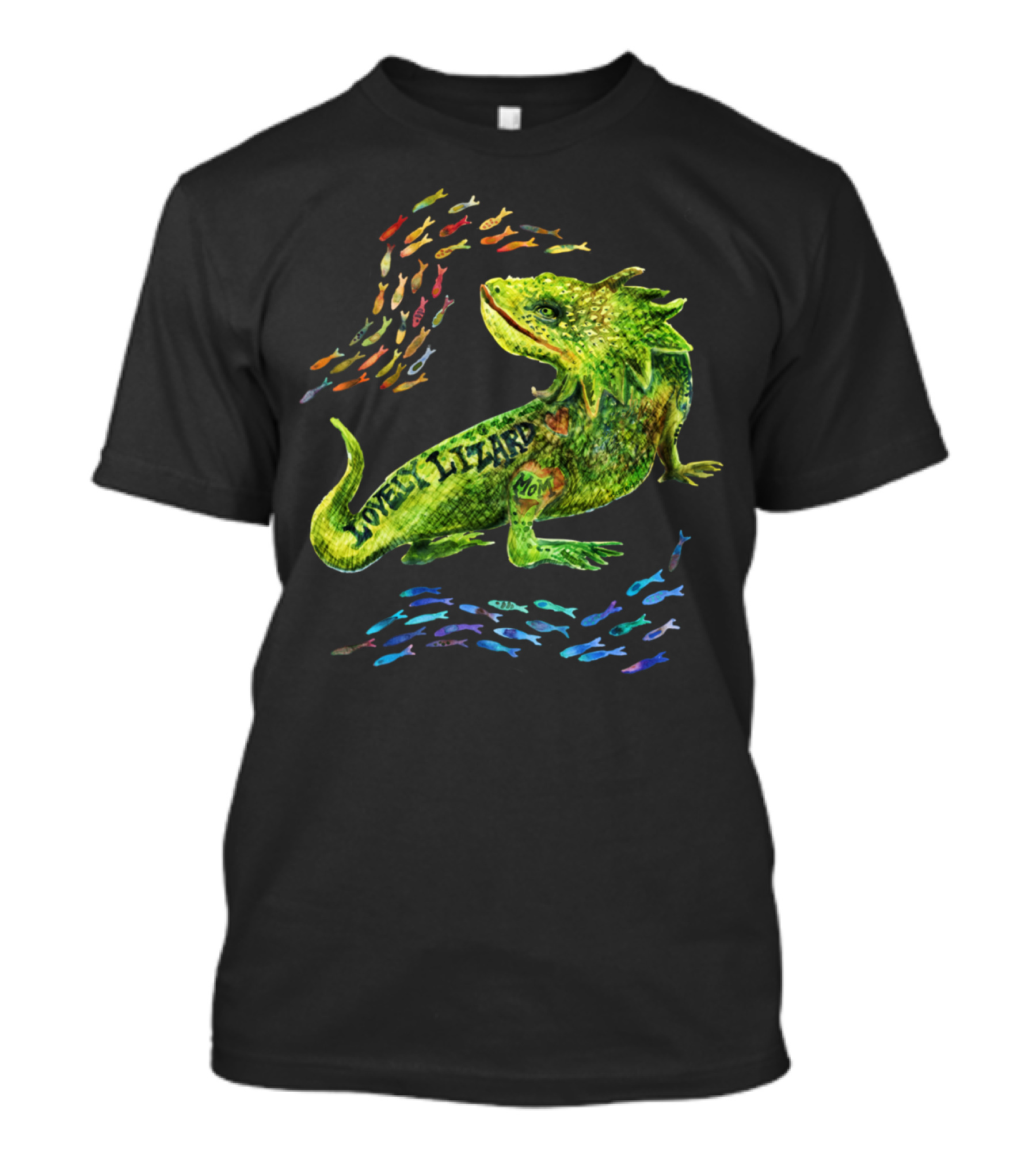 Lover Lizzy Lizard Mom With Fish Schools T-Shirt
