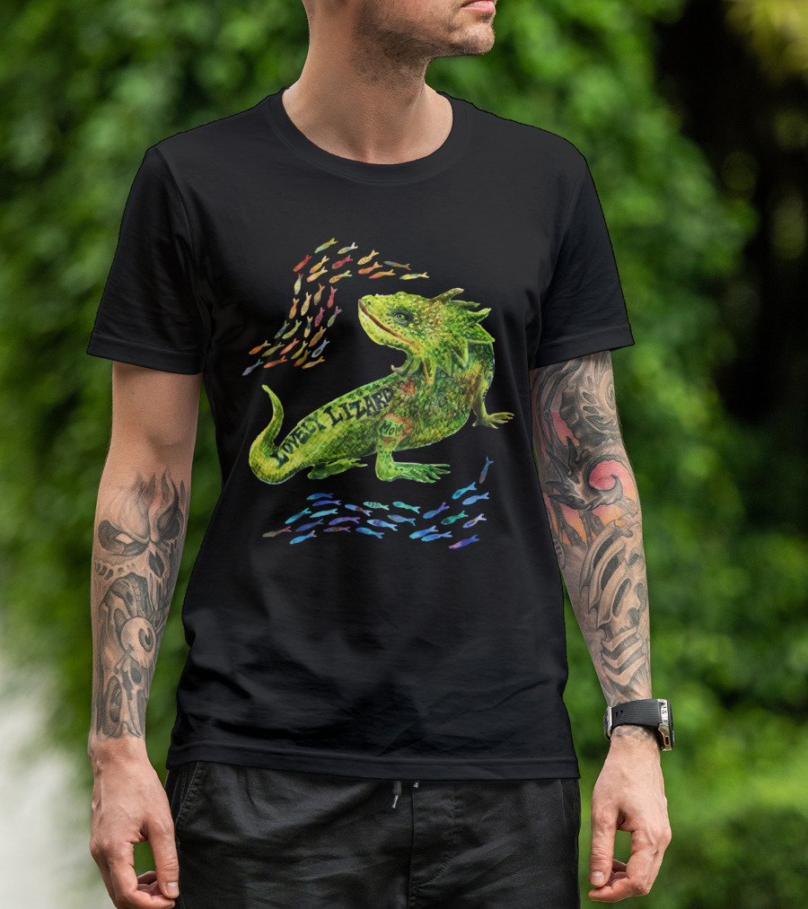 Lover Lizzy Lizard Mom With Fish Schools T-Shirt