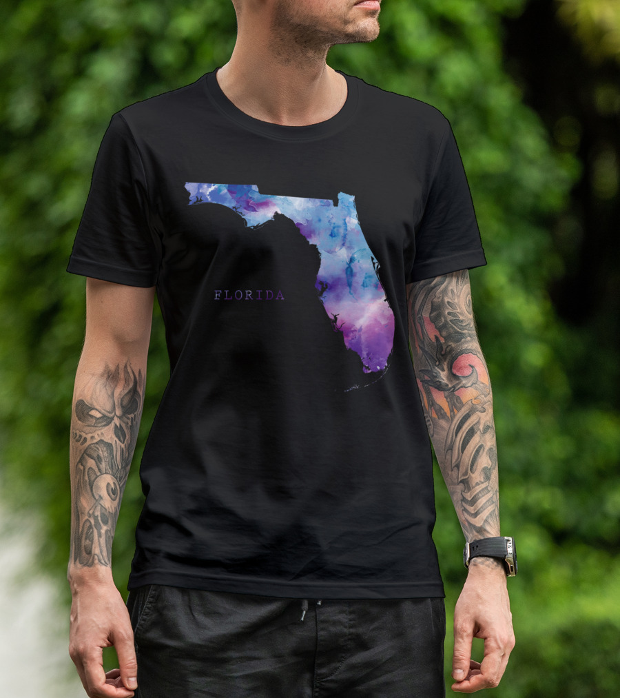 Florida Watercolor State Map T-Shirt