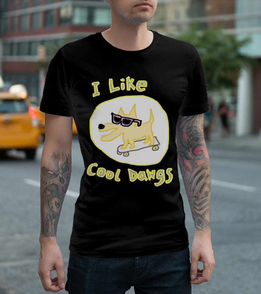 I Like Cool Dawgs Skateboard Sunglasses T-Shirt
