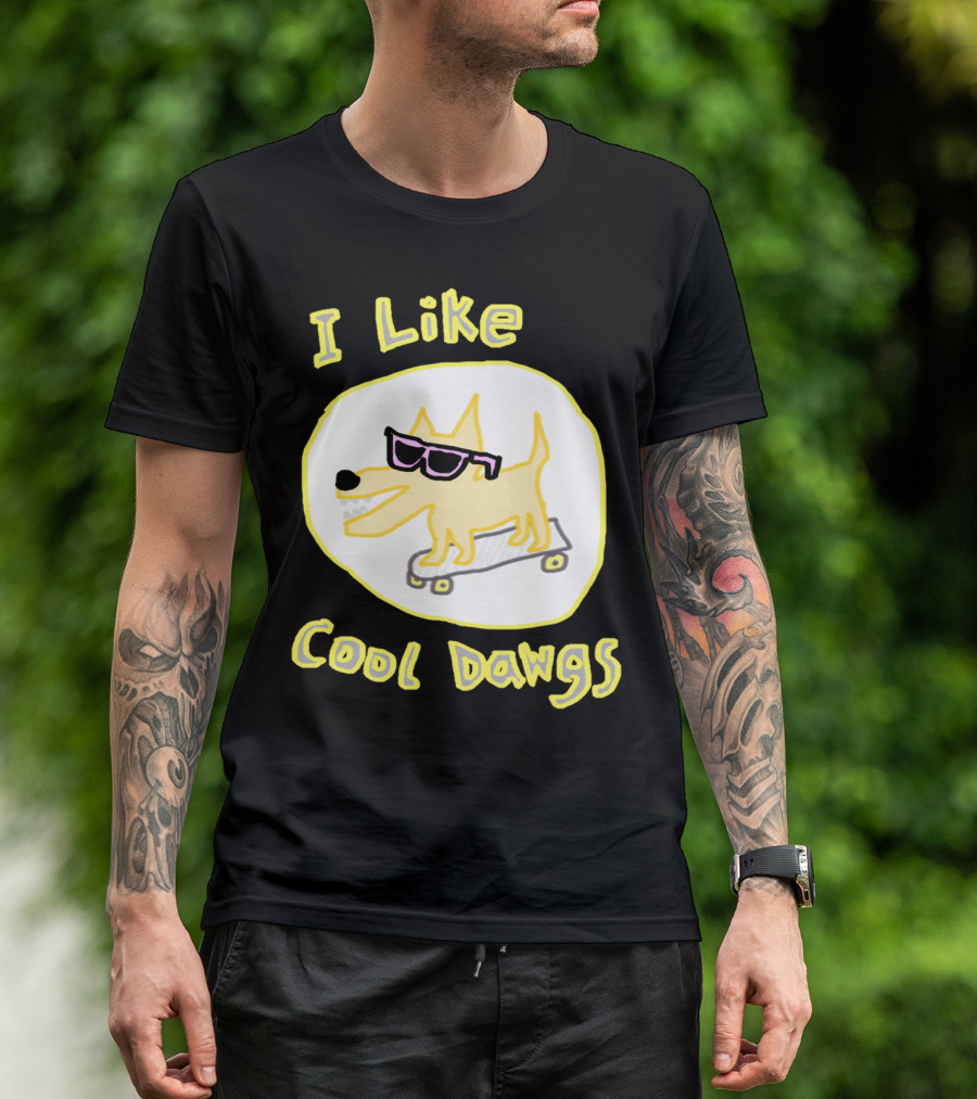 I Like Cool Dawgs Skateboard Sunglasses T-Shirt