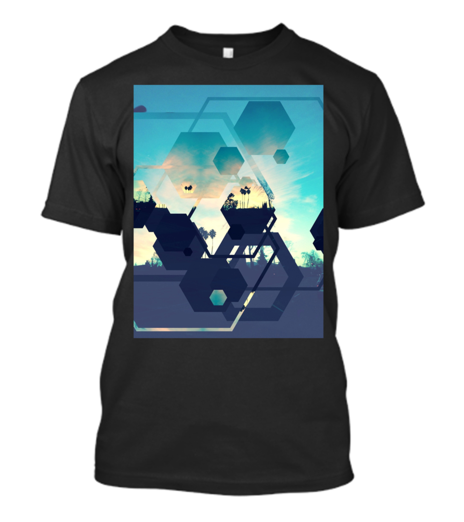 Hexagon Horizons Phone Abstract Landscape With Geometric Shapes And Sky T-Shirt