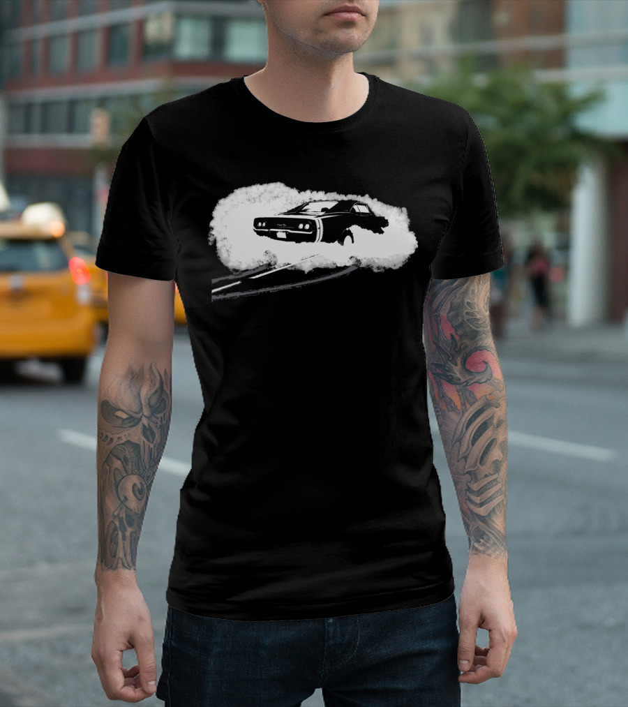 Burn Out Classic Muscle Car in Smoke Cloud T-Shirt
