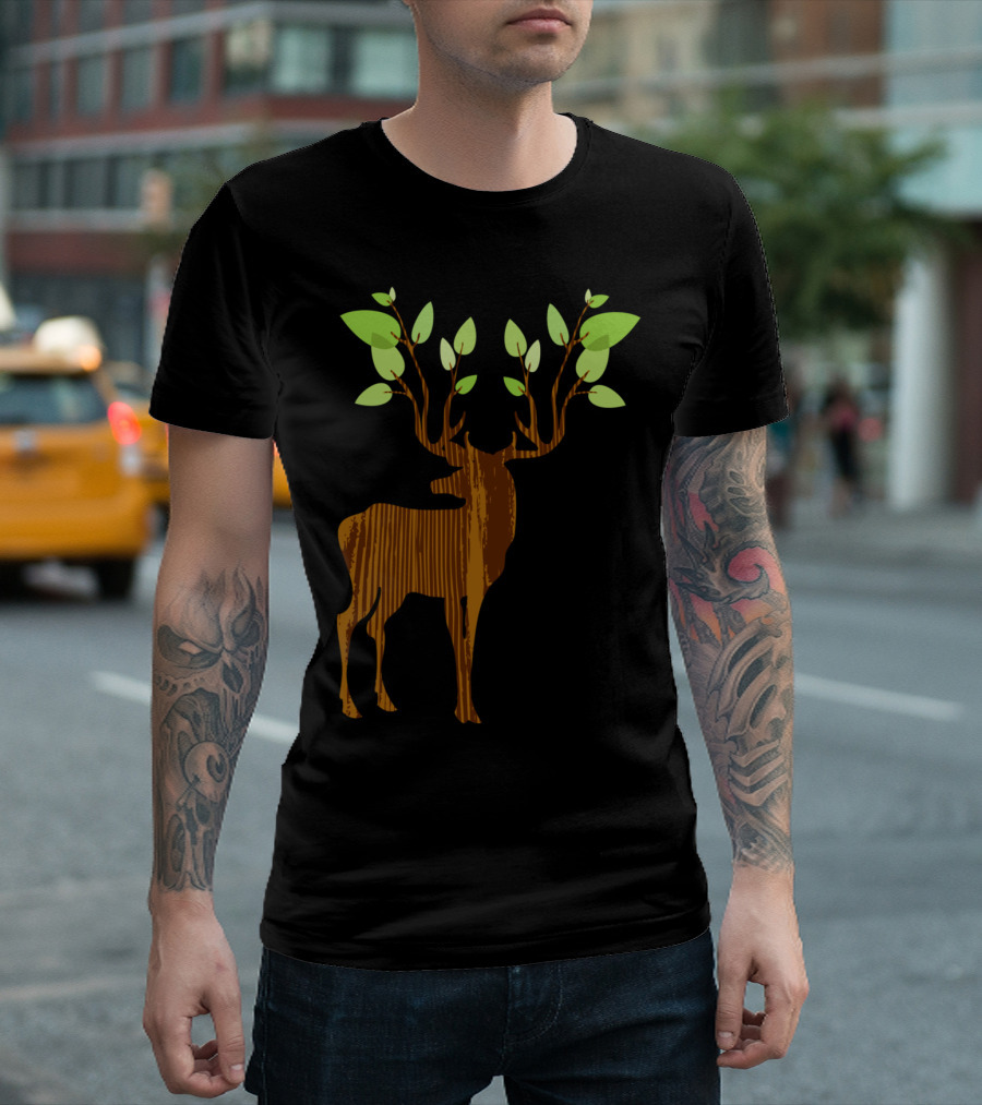 DeerTree Vin Forest Silhouette With Branches And Leaves T-Shirt