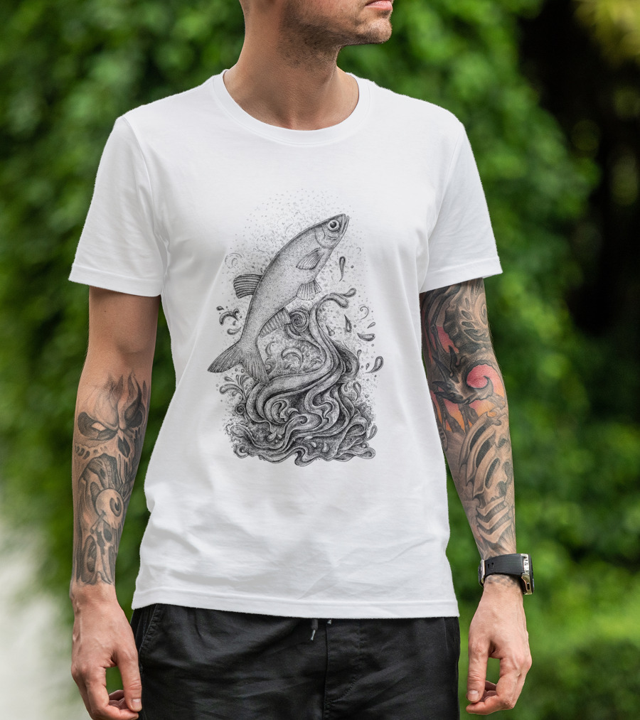 Bleak The Pawn Fish Chess Series Splashing Oceanic Waves T-Shirt