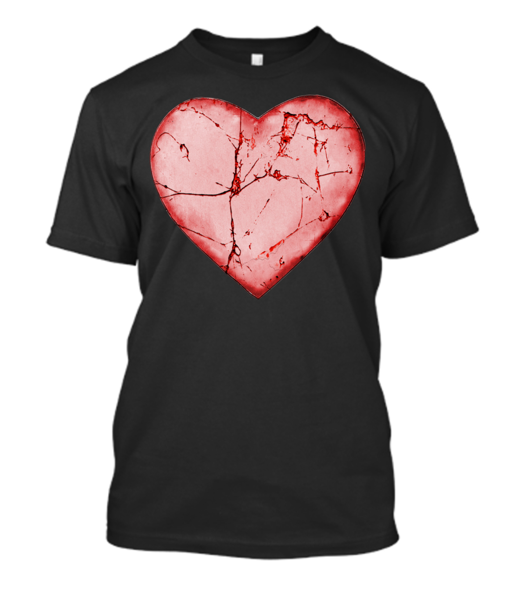 Cracked Bleeding Heart Design With Fractured Red Texture T-Shirt