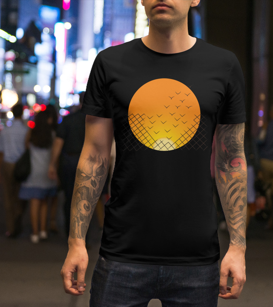 Sunset Escape Birds And Fence T-Shirt