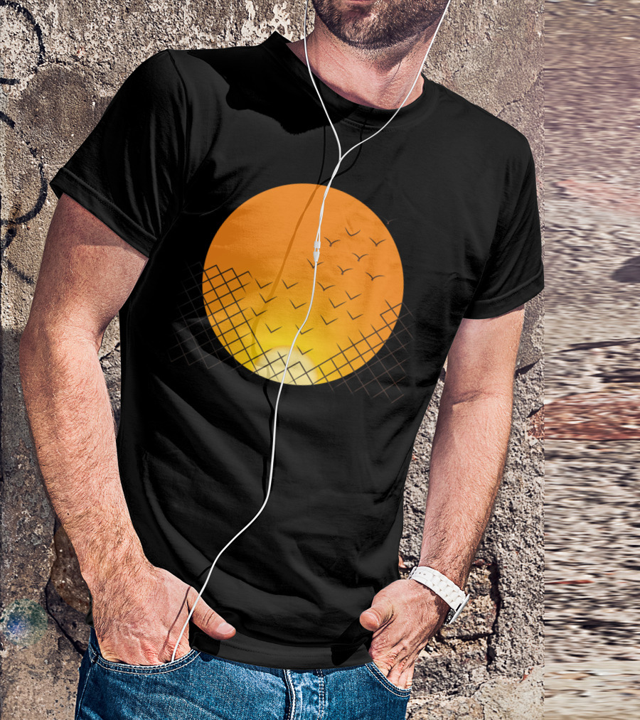 Sunset Escape Birds And Fence T-Shirt