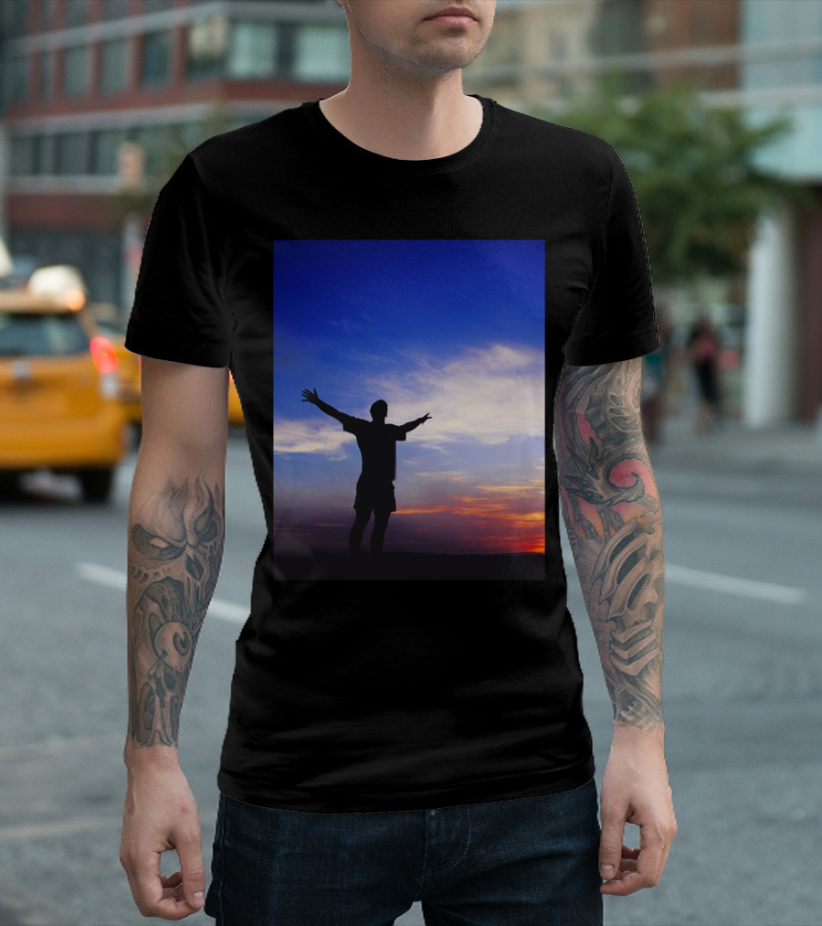 Sunset Happiness Silhouette Against Colorful Sky T-Shirt
