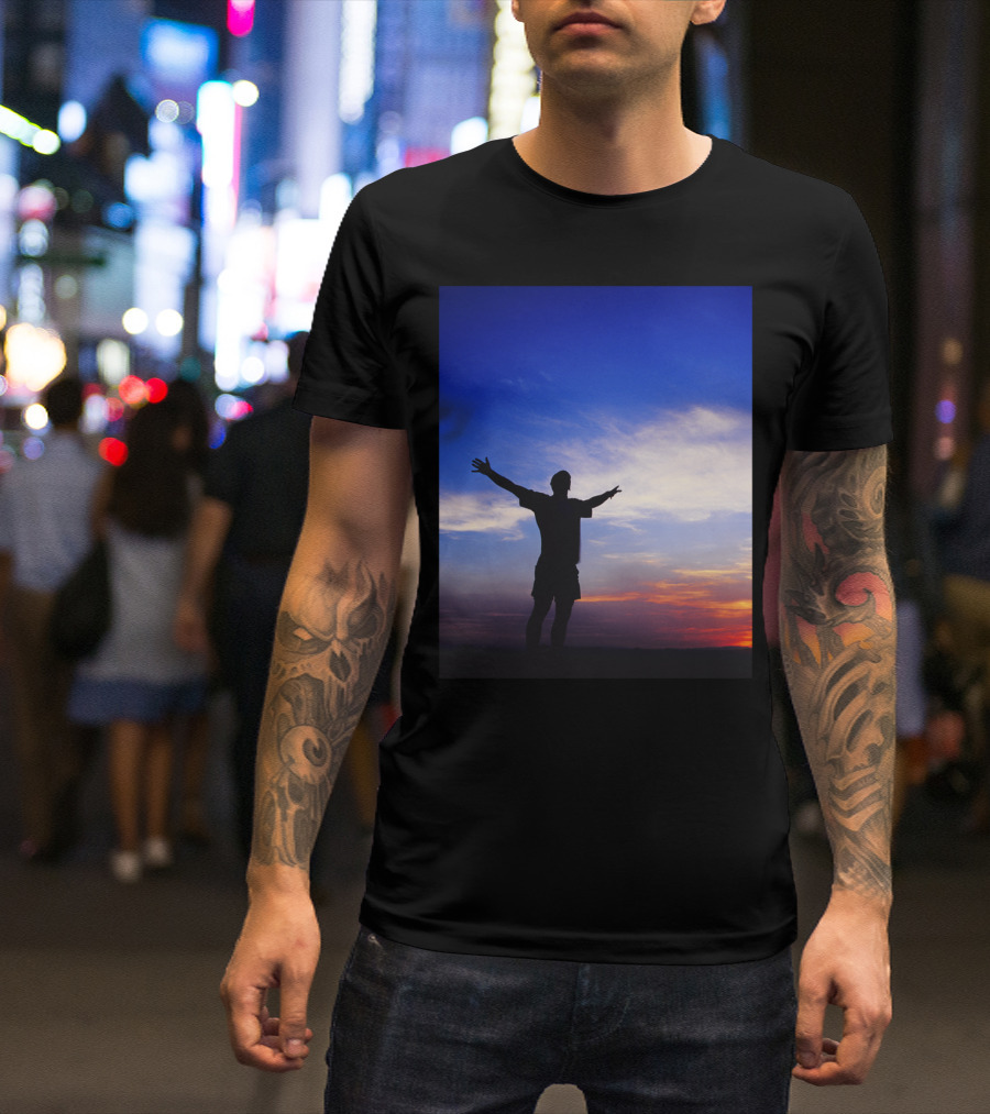 Sunset Happiness Silhouette Against Colorful Sky T-Shirt