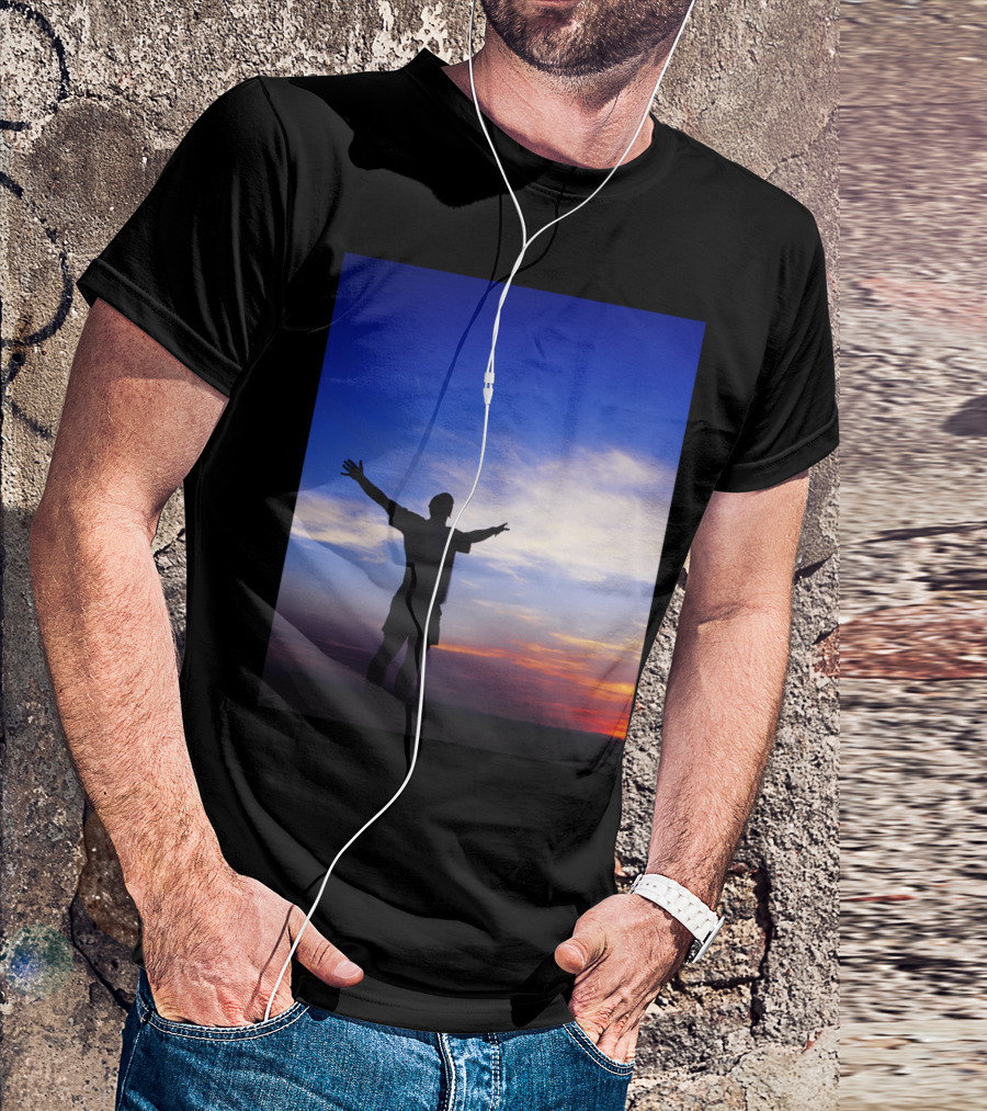 Sunset Happiness Silhouette Against Colorful Sky T-Shirt