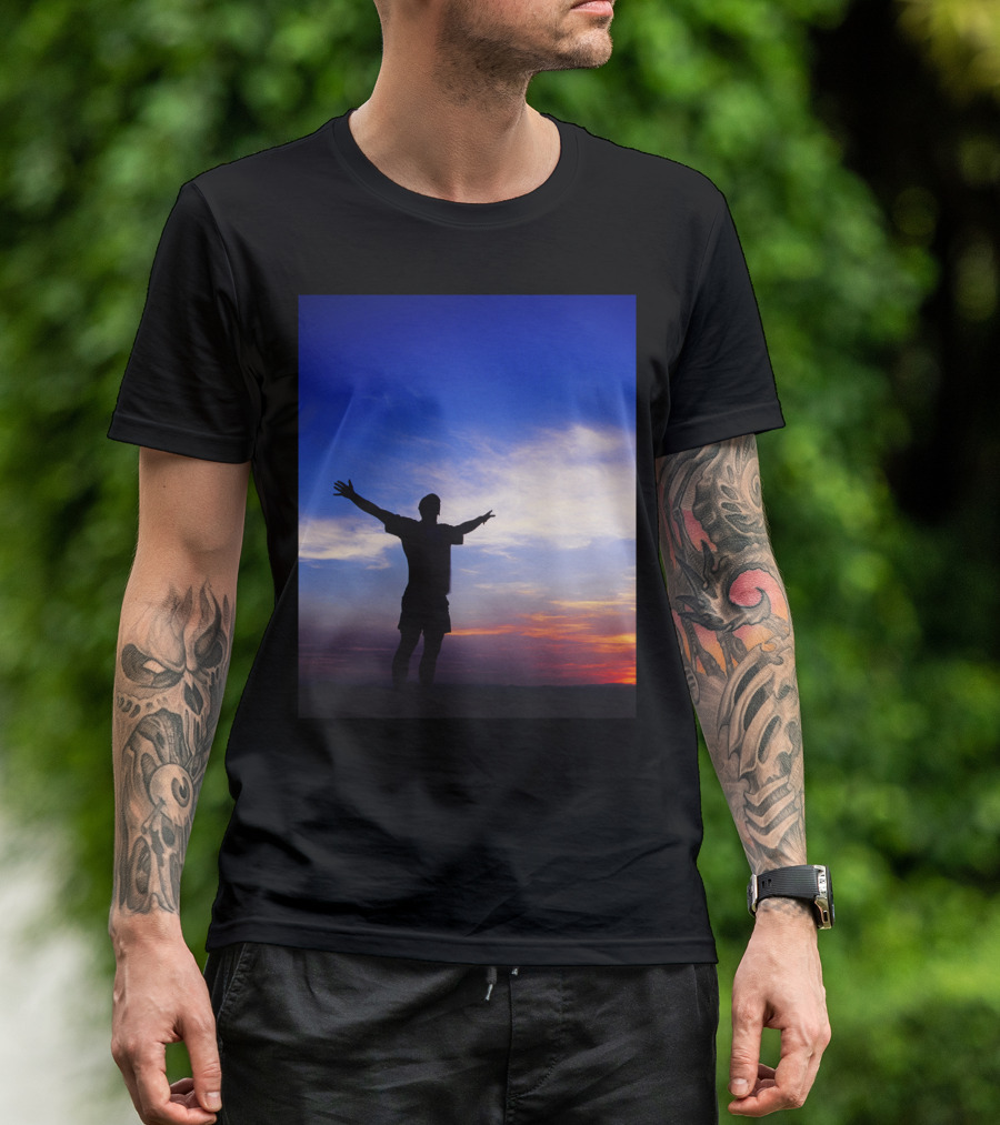 Sunset Happiness Silhouette Against Colorful Sky T-Shirt