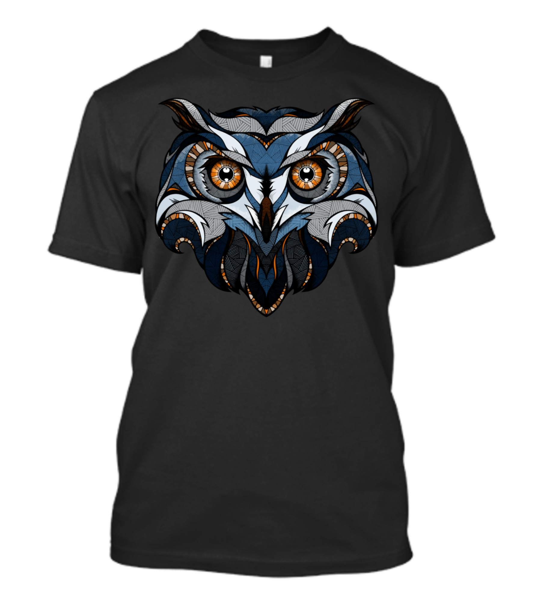 Blue Owl Stylish Geometric Mosaic T-Shirt