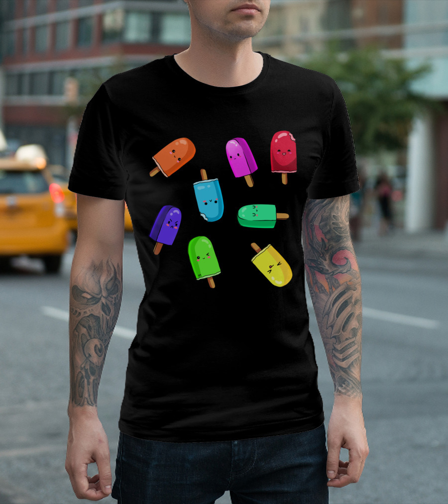 Lollipop Cute Popsicle Characters Playful Faces T-Shirt