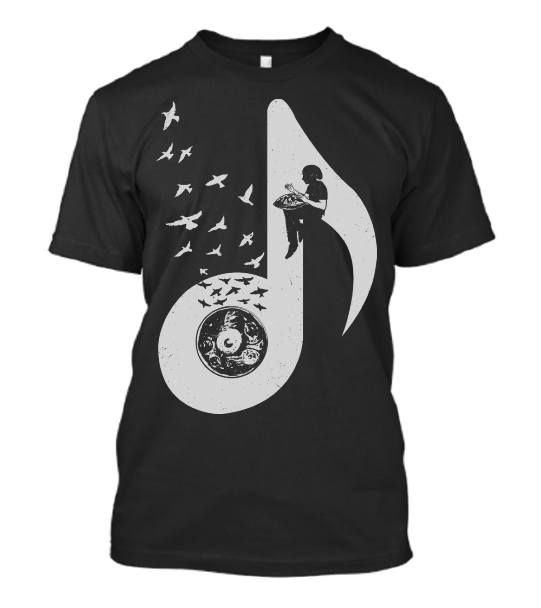 Musical Note Hang Drum With Birds And Player T-Shirt