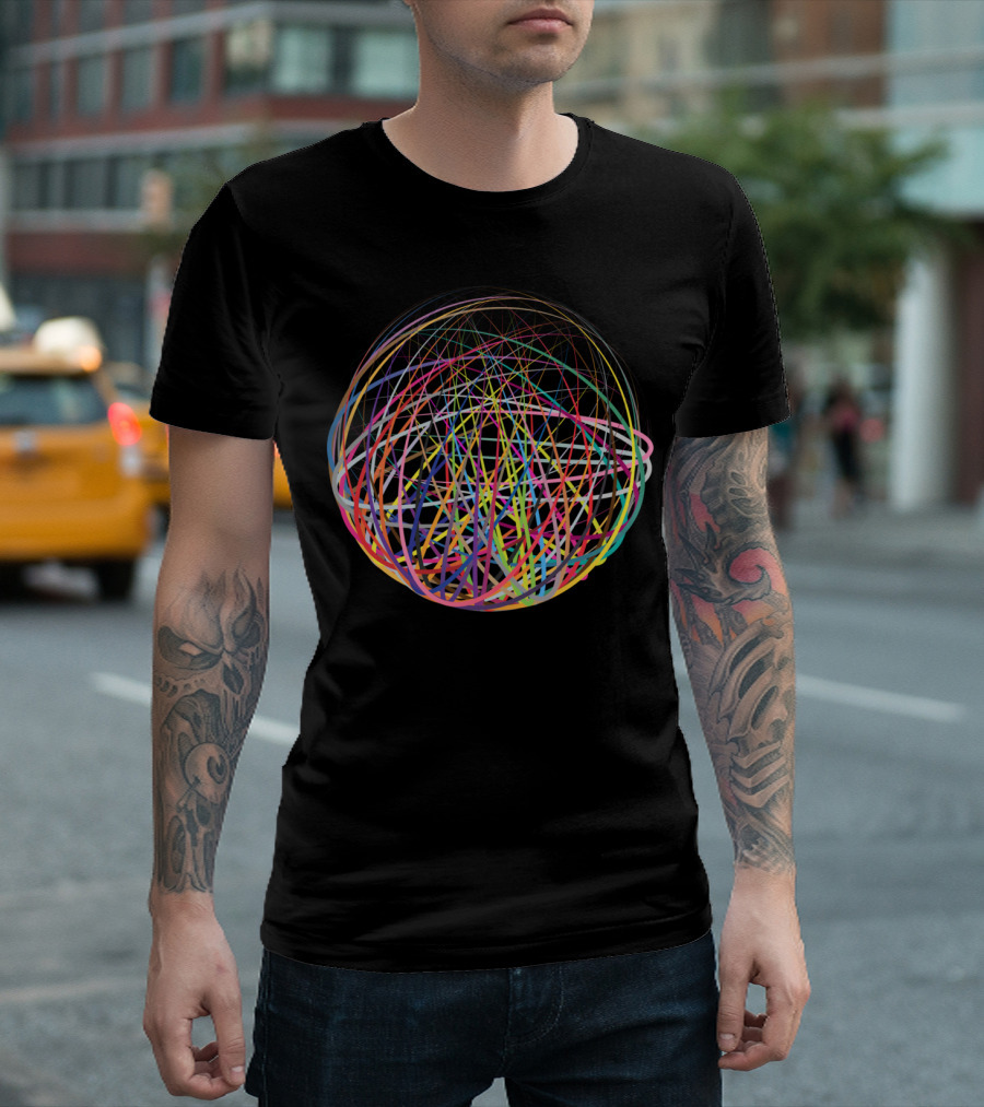 Complex Multicolor Abstract Ball Lines Sphere T-Shirt